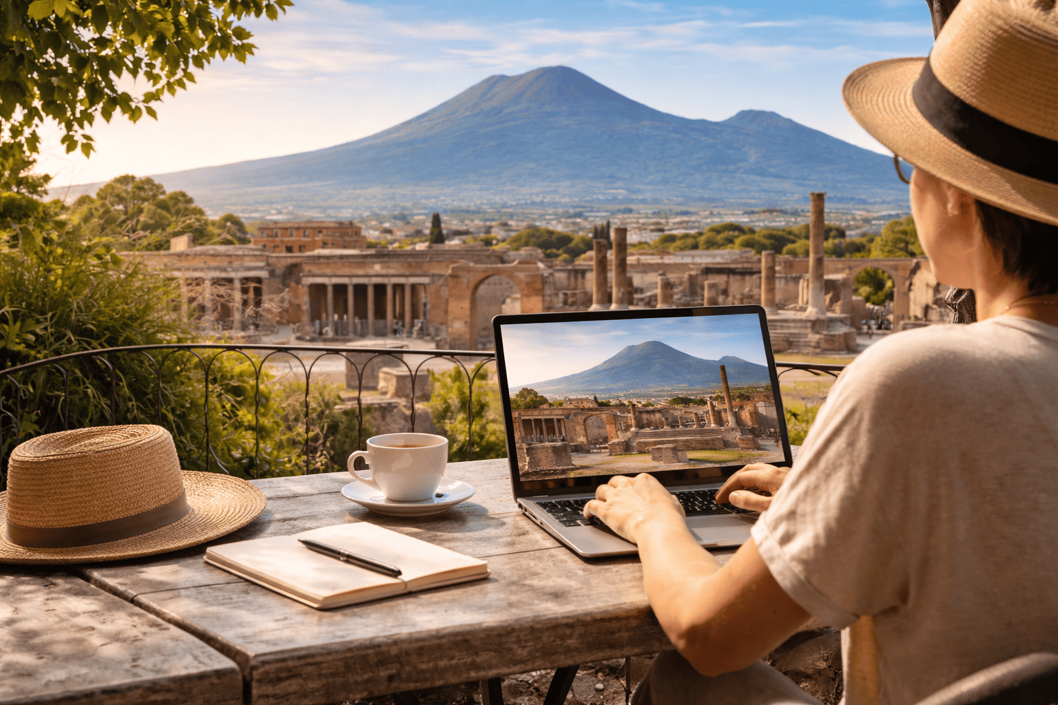 Lavorare da remoto a Pompei con vista sugli Scavi e sul Vesuvio
